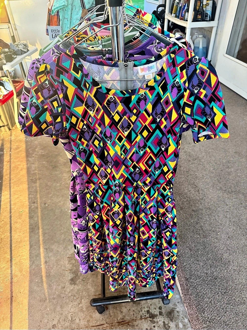 LuLaRoe Amelia Dress Disney Villains Maleficent Mini Multicolor & Black